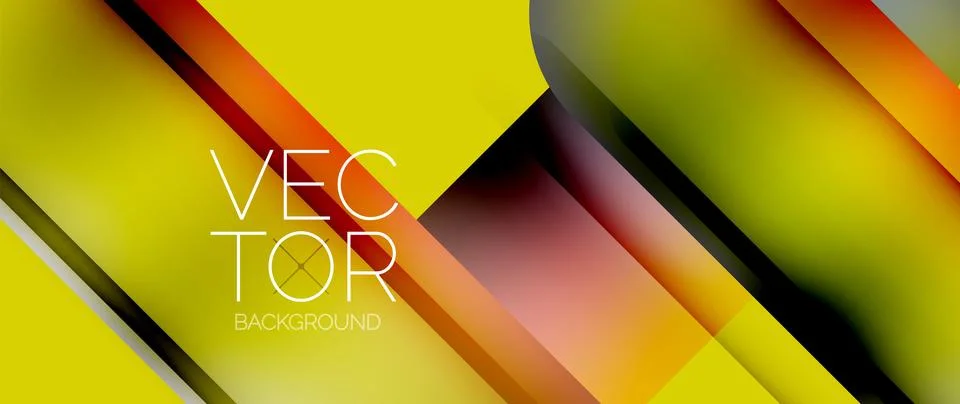 Dynamic bright colorful geometric elements with fluid gradients, lights, shadows Illustrazione stock