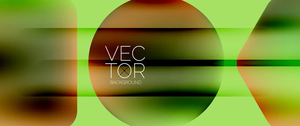 Dynamic bright colorful geometric elements with fluid gradients, lights, shadows Ilustración de archivo