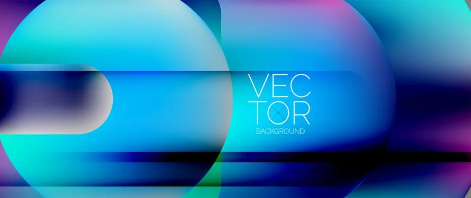 Dynamic bright colorful geometric elements with fluid gradients, lights, shadows Ilustración de archivo