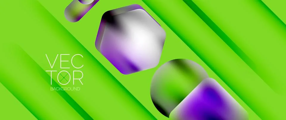 Dynamic bright colorful geometric elements with fluid gradients, lights, shadows Ilustración de archivo