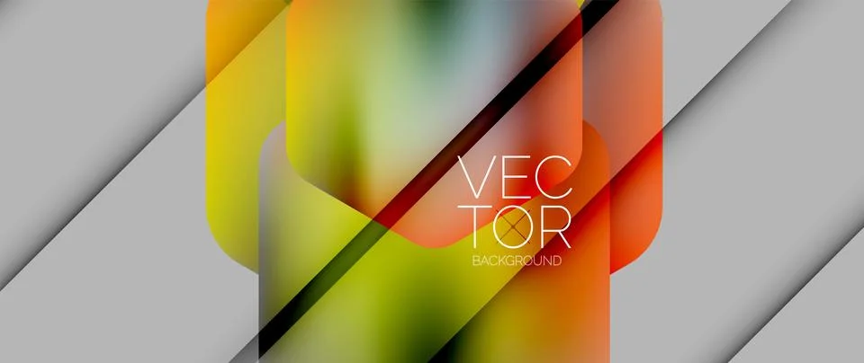 Dynamic bright colorful geometric elements with fluid gradients, lights, shadows Ilustración de archivo