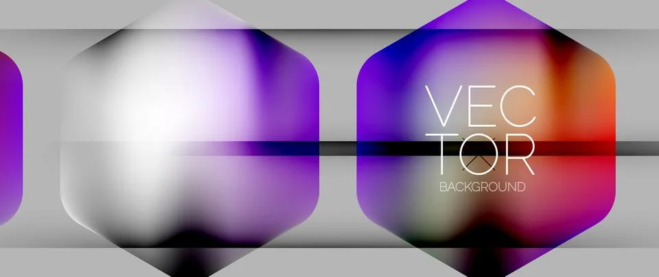 Dynamic bright colorful geometric elements with fluid gradients, lights, shadows Stock Illustration