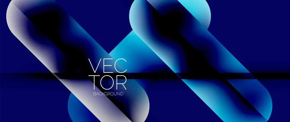Dynamic bright colorful geometric elements with fluid gradients, lights, shadows Stock-Illustration