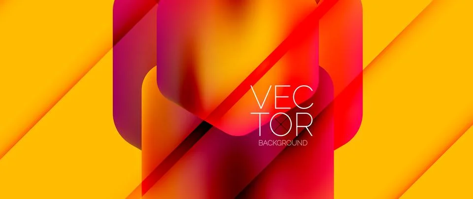 Dynamic bright colorful geometric elements with fluid gradients, lights, shadows Ilustración de archivo