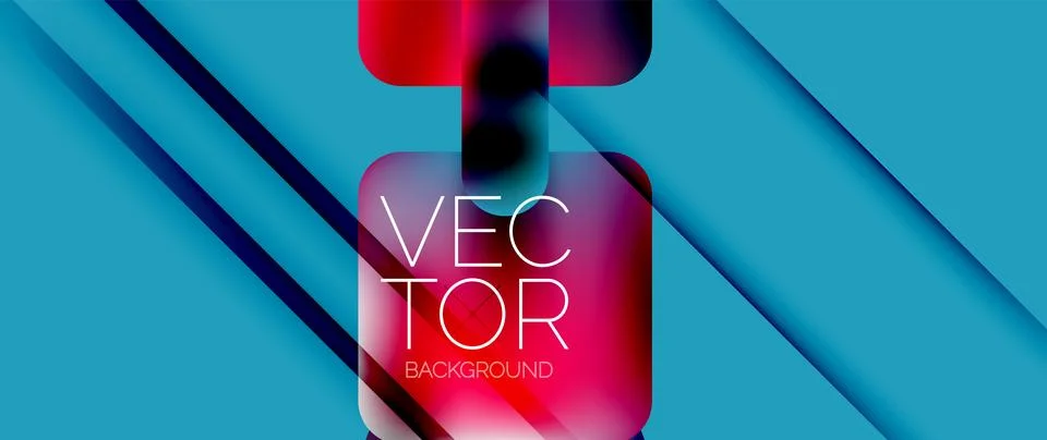 Dynamic bright colorful geometric elements with fluid gradients, lights, shadows イラスト素材