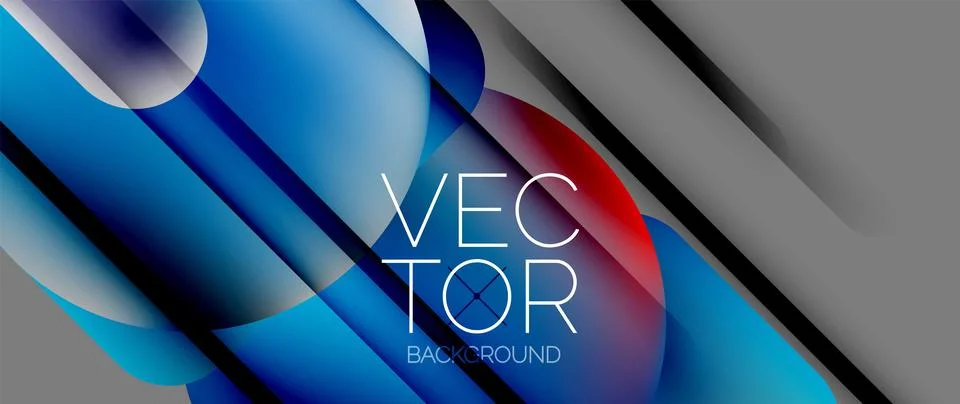 Dynamic bright colorful geometric elements with fluid gradients, lights, shadows Stockillustratie