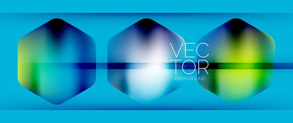 Dynamic bright colorful geometric elements with fluid gradients, lights, shadows Stockillustratie