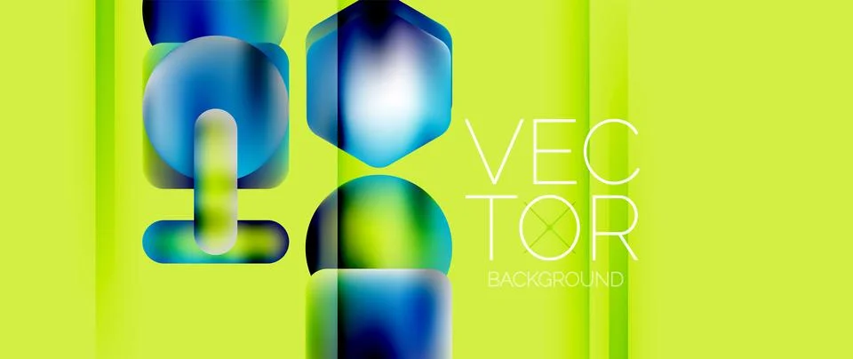 Dynamic bright colorful geometric elements with fluid gradients, lights, shadows イラスト素材