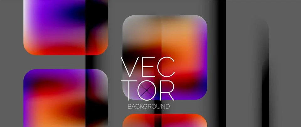 Dynamic bright colorful geometric elements with fluid gradients, lights, shadows Stock-Illustration
