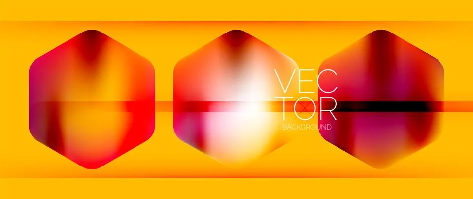 Dynamic bright colorful geometric elements with fluid gradients, lights, shadows Stockillustratie