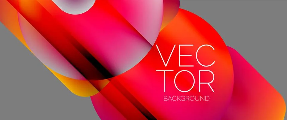 Dynamic bright colorful geometric elements with fluid gradients, lights, shadows Stock Illustration