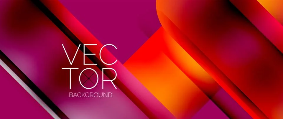 Dynamic bright colorful geometric elements with fluid gradients, lights, shadows イラスト素材