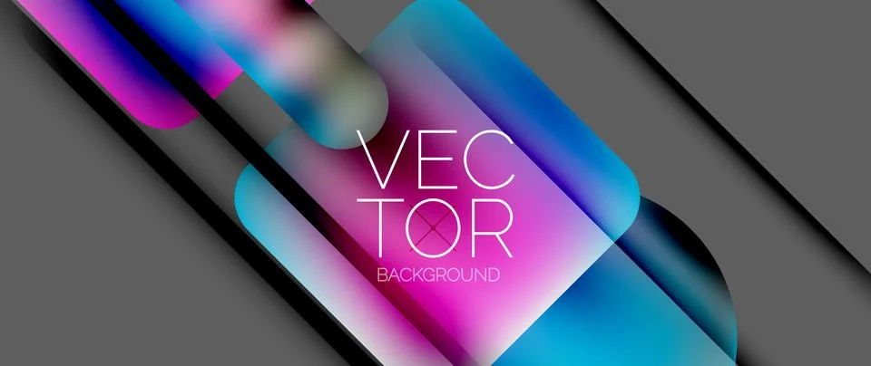 Dynamic bright colorful geometric elements with fluid gradients, lights, shadows Stock-Illustration