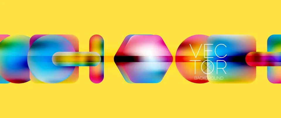 Dynamic bright colorful geometric elements with fluid gradients, lights, shadows イラスト素材