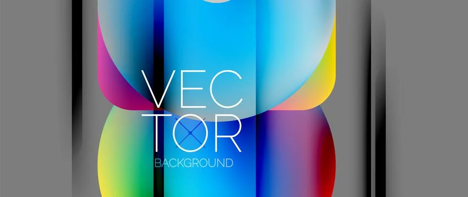 Dynamic bright colorful geometric elements with fluid gradients, lights, shadows Ilustración de archivo