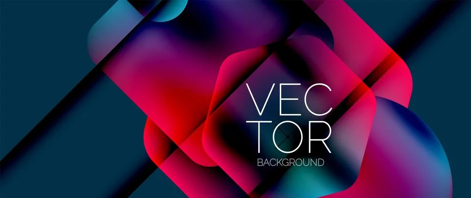 Dynamic bright colorful geometric elements with fluid gradients, lights, shadows イラスト素材