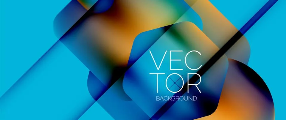 Dynamic bright colorful geometric elements with fluid gradients, lights, shadows Stock-Illustration