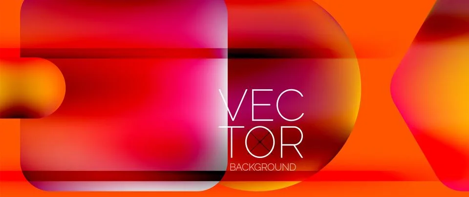 Dynamic bright colorful geometric elements with fluid gradients, lights, shadows Ilustración de archivo