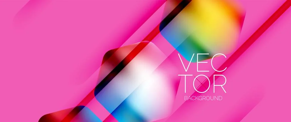 Dynamic bright colorful geometric elements with fluid gradients, lights, shadows Stock-Illustration