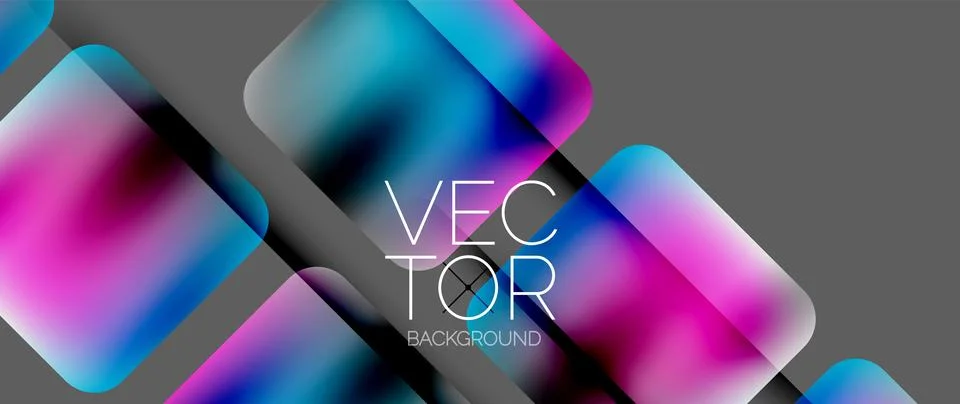 Dynamic bright colorful geometric elements with fluid gradients, lights, shadows Stock-Illustration