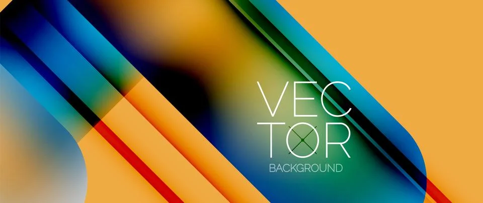 Dynamic bright colorful geometric elements with fluid gradients, lights, shadows Stockillustratie