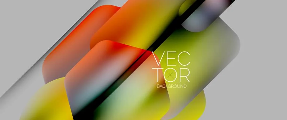 Dynamic bright colorful geometric elements with fluid gradients, lights, shadows 스톡 일러스트