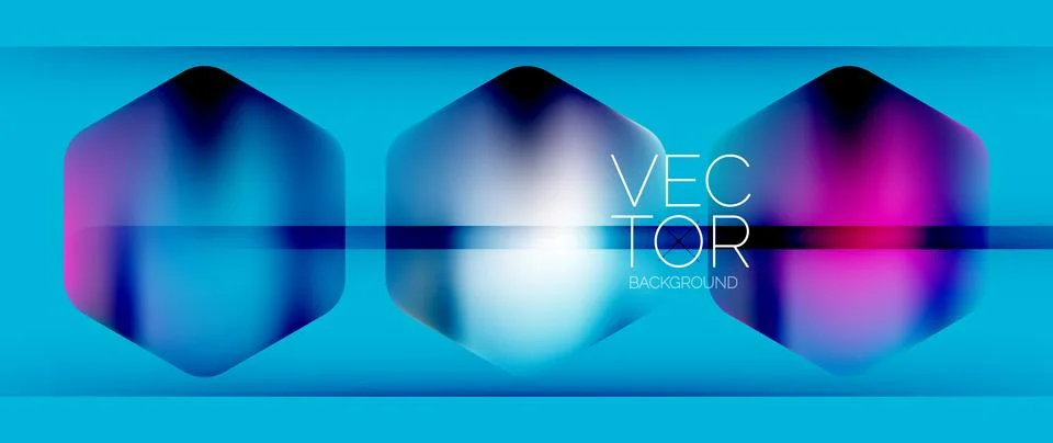 Dynamic bright colorful geometric elements with fluid gradients, lights, shadows Stock-Illustration