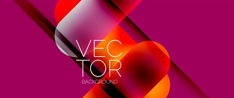 Dynamic bright colorful geometric elements with fluid gradients, lights, shadows イラスト素材