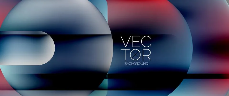 Dynamic bright colorful geometric elements with fluid gradients, lights, shadows 스톡 일러스트