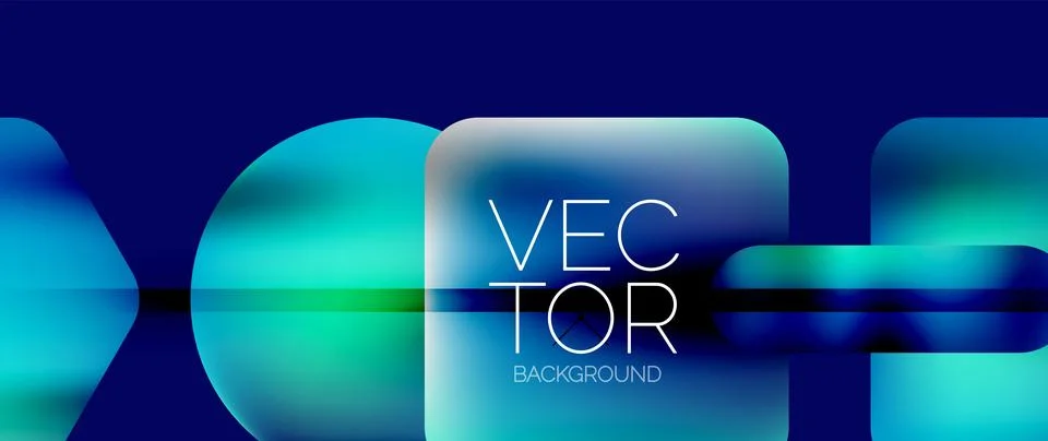 Dynamic bright colorful geometric elements with fluid gradients, lights, shadows Illustrazione stock
