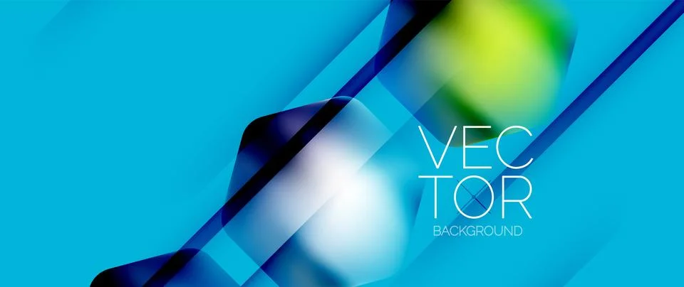 Dynamic bright colorful geometric elements with fluid gradients, lights, shadows 库存插图