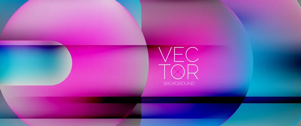 Dynamic bright colorful geometric elements with fluid gradients, lights, shadows Stockillustratie