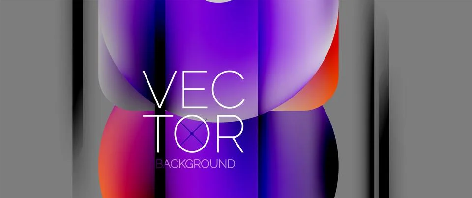 Dynamic bright colorful geometric elements with fluid gradients, lights, shadows Illustrazione stock