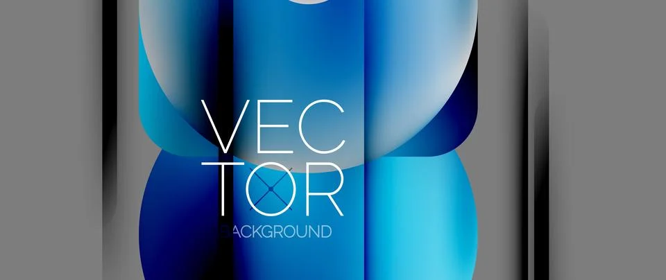 Dynamic bright colorful geometric elements with fluid gradients, lights, shadows Stock-Illustration