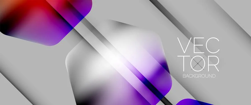 Dynamic bright colorful geometric elements with fluid gradients, lights, shadows イラスト素材