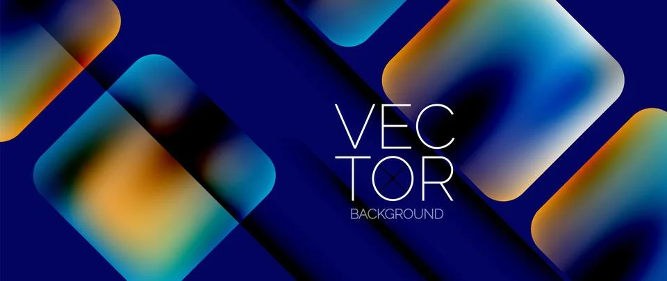 Dynamic bright colorful geometric elements with fluid gradients, lights, shadows Ilustración de archivo