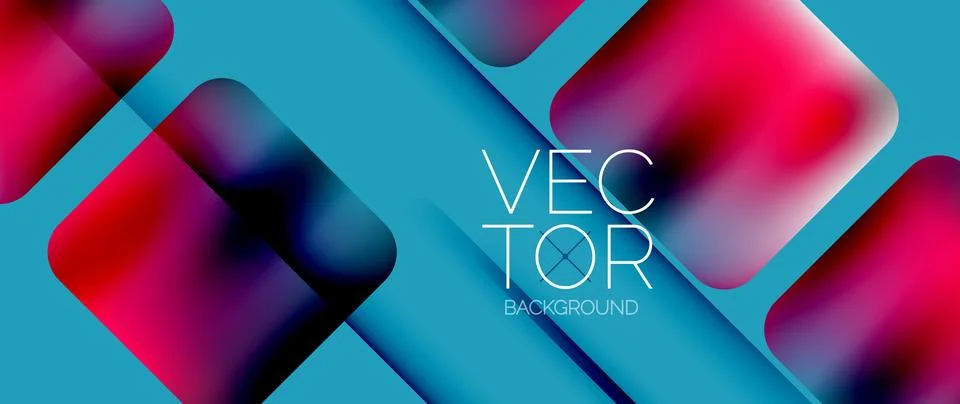 Dynamic bright colorful geometric elements with fluid gradients, lights, shadows Stock-Illustration