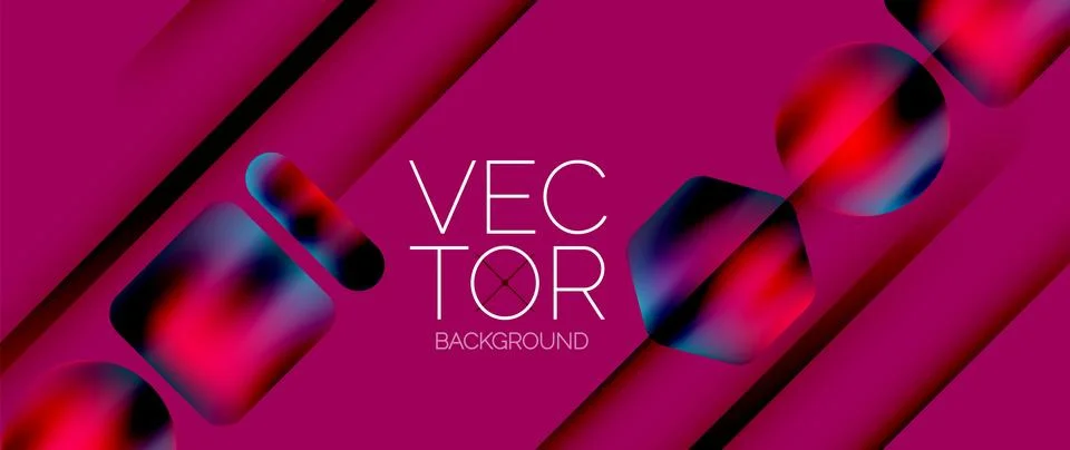 Dynamic bright colorful geometric elements with fluid gradients, lights, shadows イラスト素材