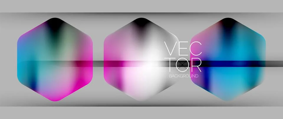Dynamic bright colorful geometric elements with fluid gradients, lights, shadows Stock-Illustration