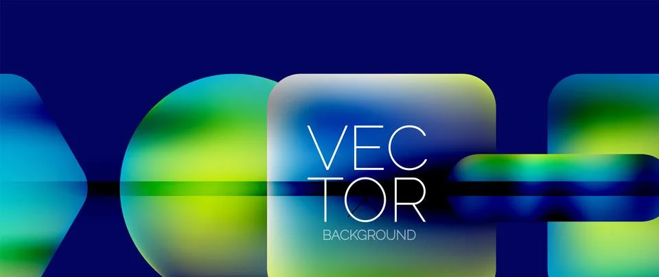 Dynamic bright colorful geometric elements with fluid gradients, lights, shadows イラスト素材