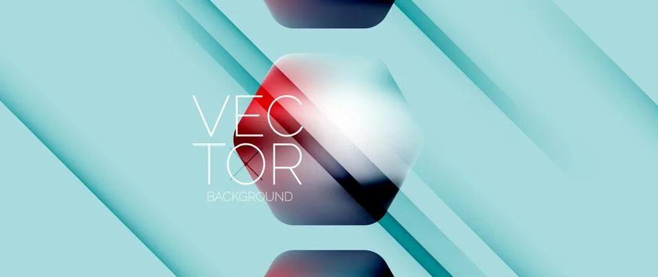 Dynamic bright colorful geometric elements with fluid gradients, lights, shadows Stock-Illustration