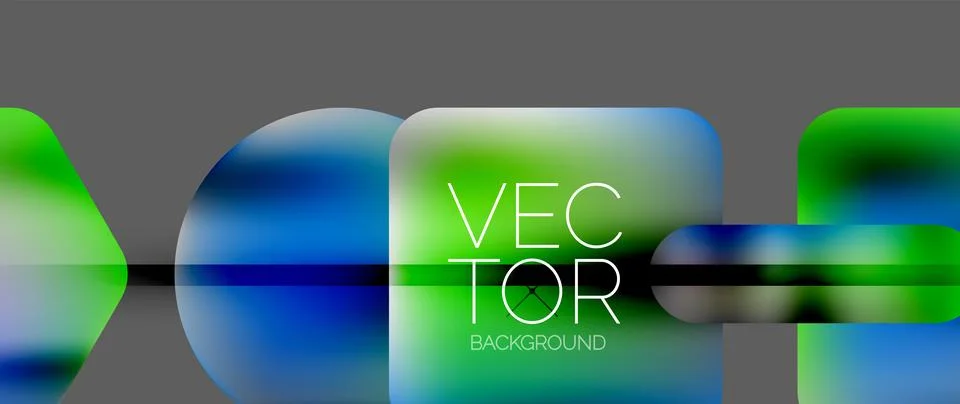 Dynamic bright colorful geometric elements with fluid gradients, lights, shadows Illustrazione stock