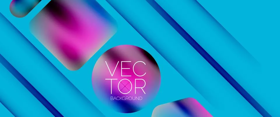 Dynamic bright colorful geometric elements with fluid gradients, lights, shadows Stockillustratie