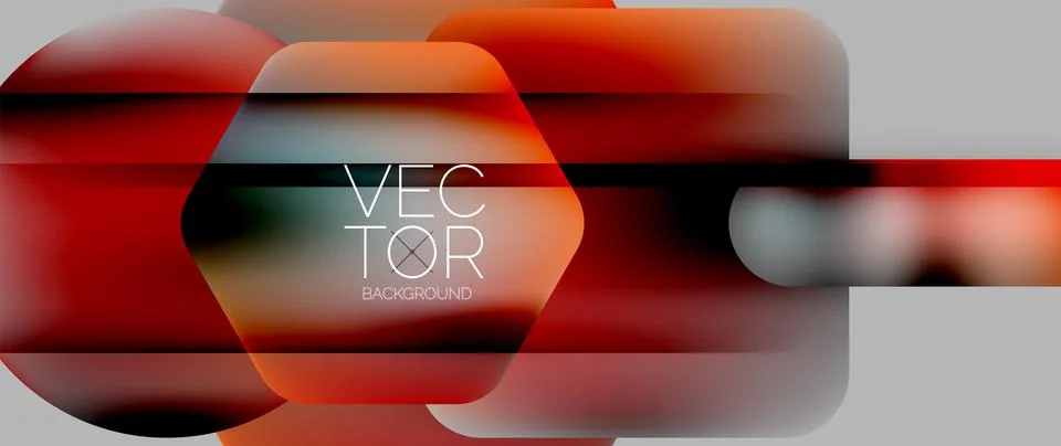 Dynamic bright colorful geometric elements with fluid gradients, lights, shadows Illustrazione stock