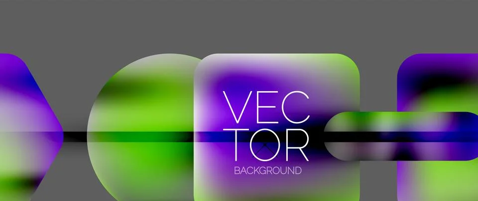 Dynamic bright colorful geometric elements with fluid gradients, lights, shadows Ilustración de archivo