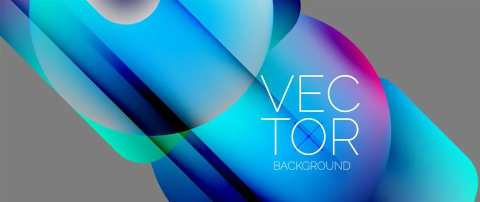 Dynamic bright colorful geometric elements with fluid gradients, lights, shadows Stockillustratie
