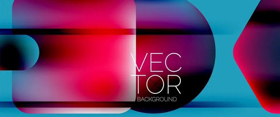 Dynamic bright colorful geometric elements with fluid gradients, lights, shadows Stock-Illustration
