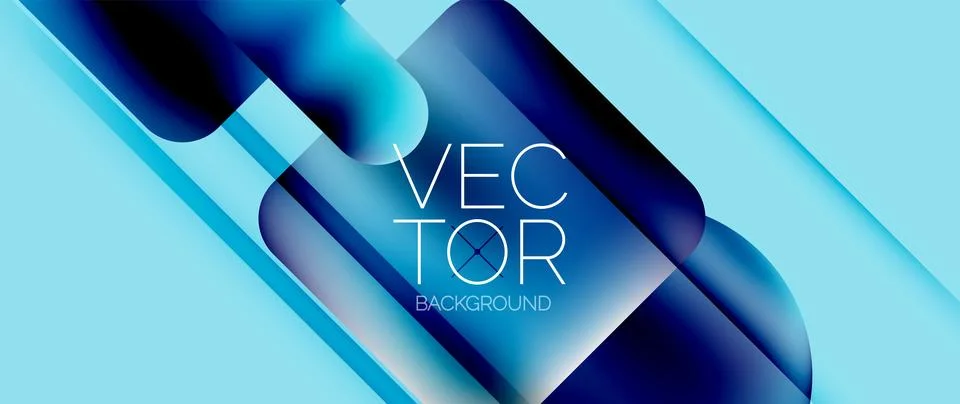 Dynamic bright colorful geometric elements with fluid gradients, lights, shadows Stock Illustration