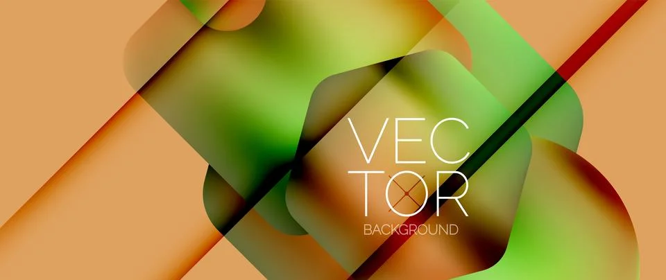 Dynamic bright colorful geometric elements with fluid gradients, lights, shadows Illustrazione stock