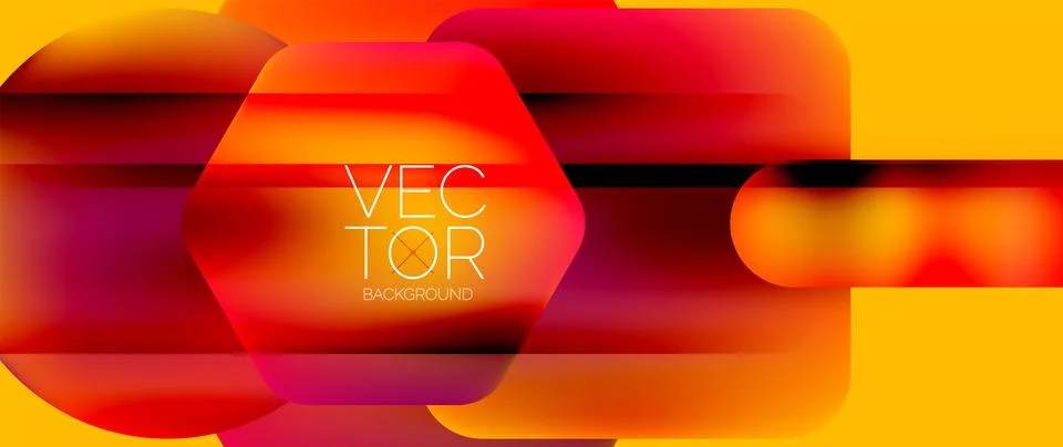 Dynamic bright colorful geometric elements with fluid gradients, lights, shadows Stock-Illustration
